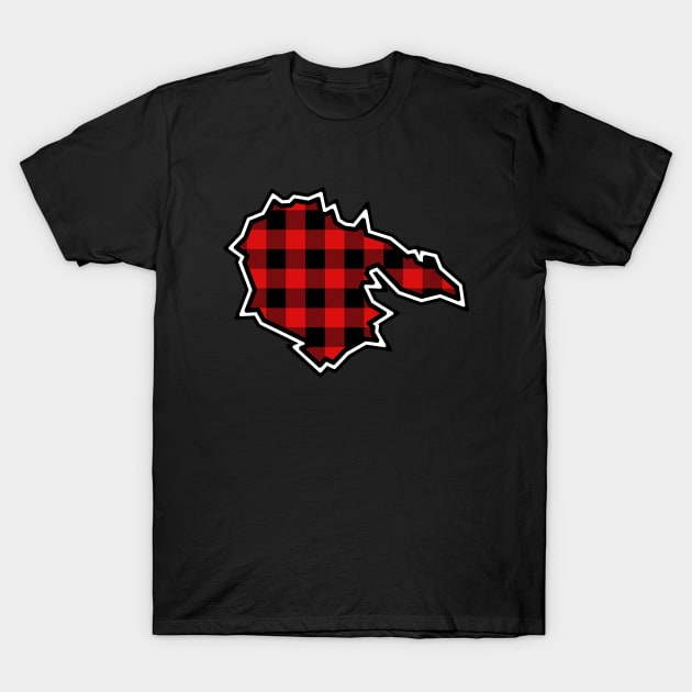 Hornby Island Silhouette in Plaid - Red and Black Pattern - Hornby Island T-Shirt by Bleeding Red Paint